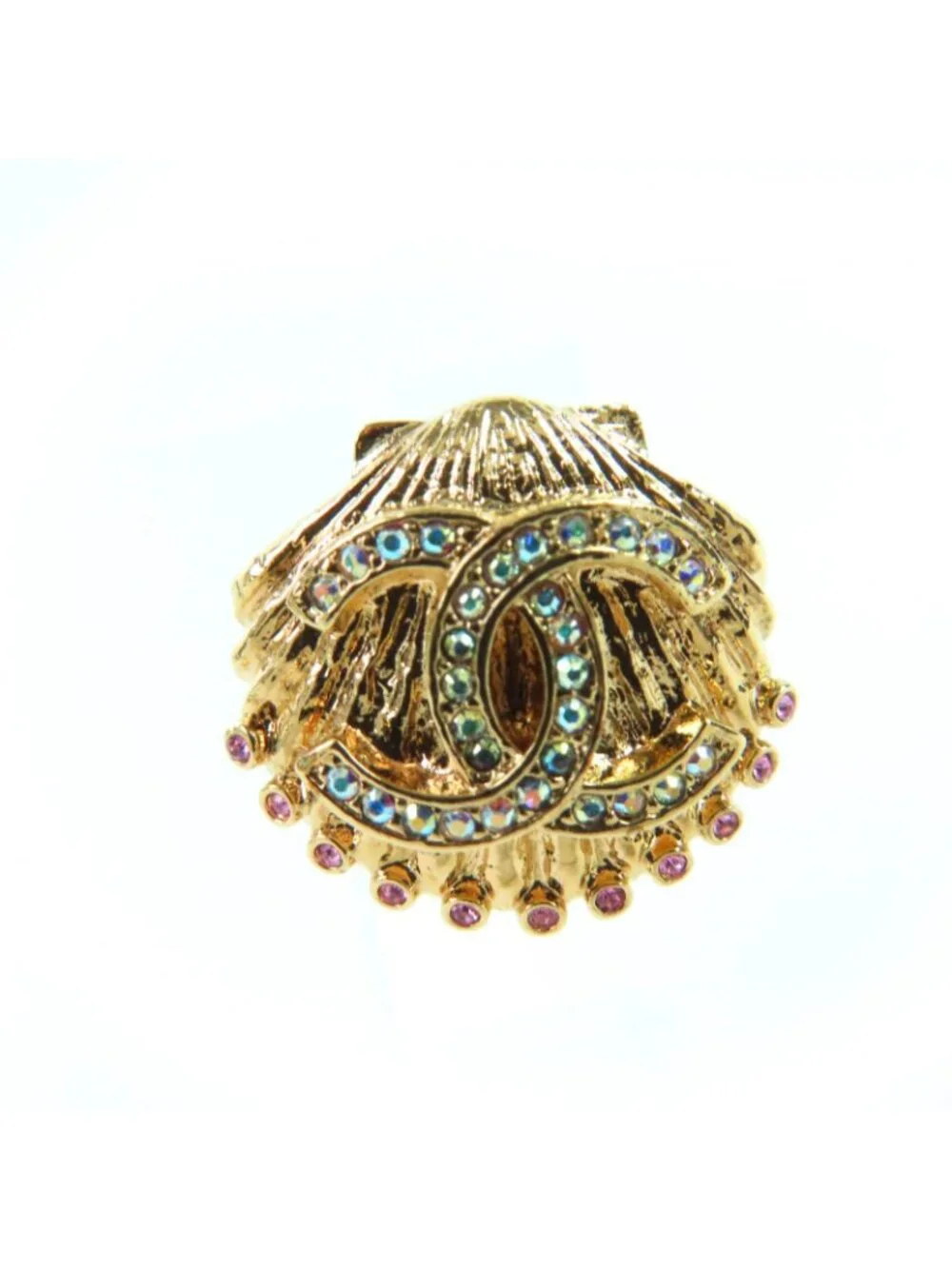 Chanel CC Logo Rhinestone Shell Earring